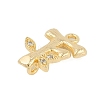 Brass Crystal Rhinestone Letter Links Connector Charms KK-S395-06G-F-2