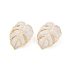 Ion Plating(IP) 304 Stainless Steel Leaf Stud Earrings EJEW-Z068-37G-01-4