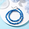 Dyed Natural Freshwater Shell Nuggets Beaded Necklaces NJEW-JN05580-03-1