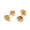 Ion Plating(IP) 304 Stainless Steel Textured Flat Round Stud Earrings EJEW-Q783-03G-2