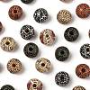 40Pcs 5 Colors Printed Schima Wood Beads WOOD-FS0001-47-2
