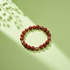 Natural Red Jasper & Lampwork Evil Eye Round Beaded Stretch Bracelet BJEW-JB08713-03-2