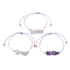 3Pcs 3 Styles Gemstone Braided Bead Bracelets BJEW-JB11146-05-4