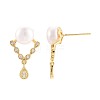 Teardrop Brass Micro Pave Clear Cubic Zirconia Dangle Stud Earrings PEAR-N017-07G-2