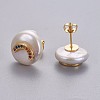 Natural Pearl Stud Earrings EJEW-L231-03G-2