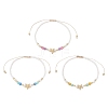 3Pcs Starfish Natural Agate & Amazonite & Shell Pearl Beads Braided Bead Bracelets for Women BJEW-JB12765-2