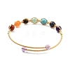 Natural Mixed Stone Wrapped Cuff Bangle BJEW-A122-06-2