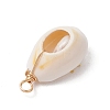 Copper Wire Wrapped Natural Cowrie Shell Pendants PALLOY-JF03554-05-4