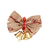 Christmas Linen Big Bowknot with Iron Bell Decorations AJEW-S088-02B-2