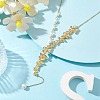 Brass Flower Lariat Necklace NJEW-JN04621-2