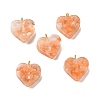 Transparent Resin Natural Orange Quartz Dyed Chips Pendants G-E185-12G-14-1