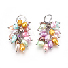 Dyed Pearl Leverback Dangle Earrings EJEW-JE02807-1