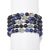 5Pcs 5 Style Natural Lava Rock & Sodalite Stretch Bracelets Set with Alloy Hamsa Hand Beaded BJEW-JB08737-5