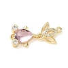 Brass Micro Pave Clear Cubic Zirconia Fish Links Connector Charms KK-K375-26G-2