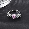 Brass Pave Cubic Zirconia Cuff Open Rings CU-CBA5C10-02P-3