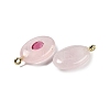 Natural Rose Quartz & Cubic Zirconia Pendants X-G-Z076-01G-02-2