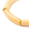 Two Tone Acrylic Curved Tube Beaded Stretch Bracelet BJEW-JB07971-02-4
