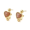 Natural Mixed Stone Heart Stud Earrings EJEW-K287-01G-A-2