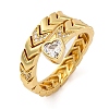 Brass Micro Pave Clear Cubic Zirconia Open Cuff Rings for Women RJEW-G341-05G-02-4