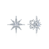 925 Silver Micro Pave Clear Cubic Zirconia Star Stud Earrings for Women RX7254-1