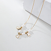 Stainless Steel Heart Bib Necklace with Imitation Pearl Beaded Chains for Women TT5673-2