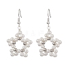 Shell Pearl Beads Flower Dangle Earrings EJEW-TA00577-1