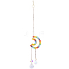 1Pc Colorful Glass Beaded Woven Net Suncatchers AJEW-CY0001-95B-1