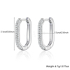 Anti-Tarnish Oval Rhodium Plated 925 Sterling Silver with Rhinestone Hoop Earrings IL6021-1-2