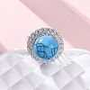 Natural & Synthetic Mixed Gemstone Round Adjustable Finger Rings RJEW-K241-05P-3