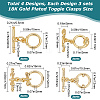 CREATCABIN 12 Sets 4 Styles Brass Toggle Clasps KK-CN0001-97-2