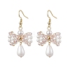 Bowknot Shell Pearl Dangle Earrings EJEW-TA00494-1