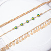 Alloy Green Enamel Flower Tassel 3 Layer Anklets for Women FS-WG5D6F4-01-4