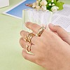 6Pcs 6 Style Arrow & Hug Hand & Croissant Brass Open Cuff Rings for Women JR858B-5