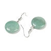 Natural Green Aventurine Flat Round Dangle Earrings EJEW-D188-03P-03-5