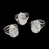 Natural Quartz Crystal Teardrop Adjustable Rings RJEW-K241-03P-11-5