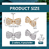 4 Pairs 2 Colors Rack Plating Brass Micro Pave Clear Cubic Zirconia Earring Findings KK-BC0015-27-2