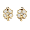 304 Stainless Steel Pave Natural White Shell Clover Charms STAS-I325-027G-1