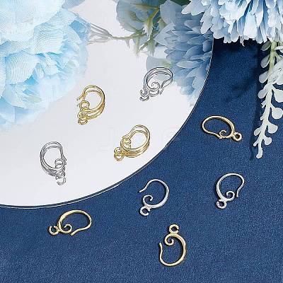 20 Pairs 2 Colors Brass Earring Hooks KK-BC0007-63-1