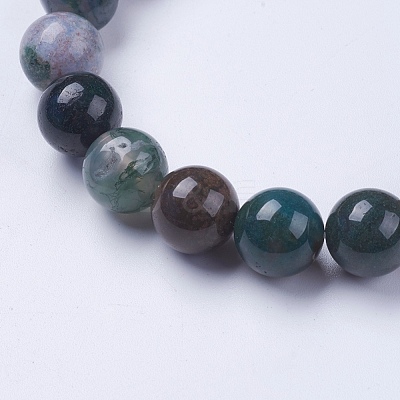 Natural Indian Agate Beaded Stretch Bracelets BJEW-I253-10mm-11-1