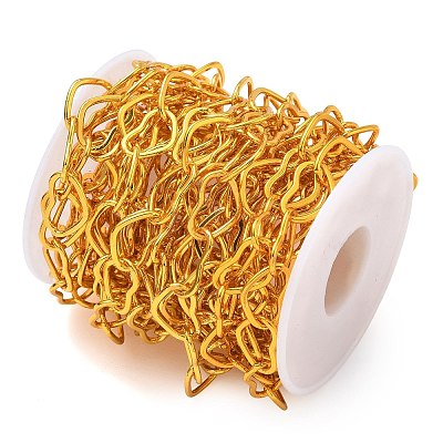 Rack Plating Brass Heart Link Chains CHC-N009-02G-1