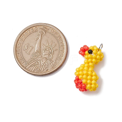 Handmade Glass Seed Beaded Duck Pendants PALLOY-MZ00404-1