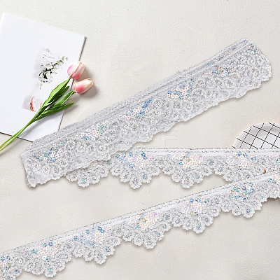 10 Yards Sparkle Polyamide Wavy Flower Lace Trim OCOR-WH20022-023B-1
