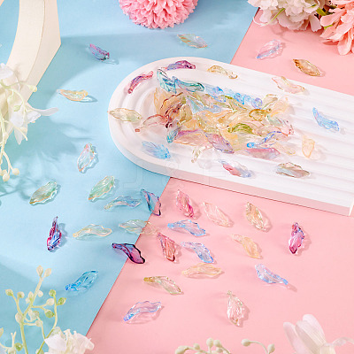 192Pcs 6 Colors Baking Paint Transparent Glass Pendants DGLA-TA0001-41-1