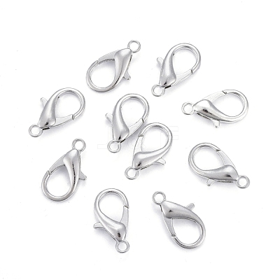 Platinum Plated Zinc Alloy Lobster Claw Clasps X-E107-P-NF-1