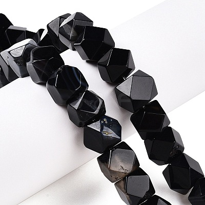 Dyed & Heated Natural Black Agate Beads Strands G-T138-39-1