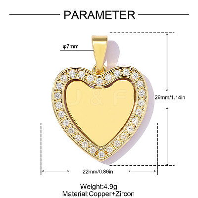 Brass Micro Pave Clear Cubic Zirconia Pendants CU-OY001-80G-1
