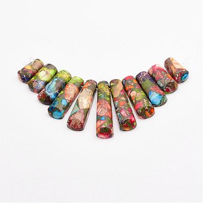 Assembled Gold Line and Imperial Jasper Beads Strands G-P298-K01-1