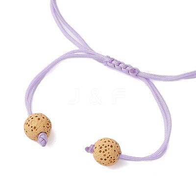 Natural Lava Rock & Natural Amethyst & Glass Seed Beaded Braided Bracelets BJEW-MZ00063-03-1