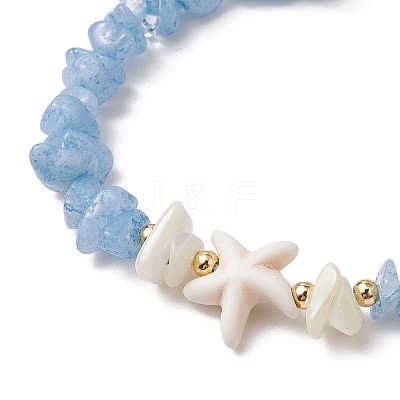 4Pcs Natural Gemstone Chip Braided Bead Bracelets BJEW-JB11540-02-1