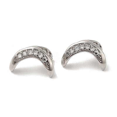 Rack Plating Brass Micro Pave Cubic Zirconia Beads Caps KK-F863-12P-1
